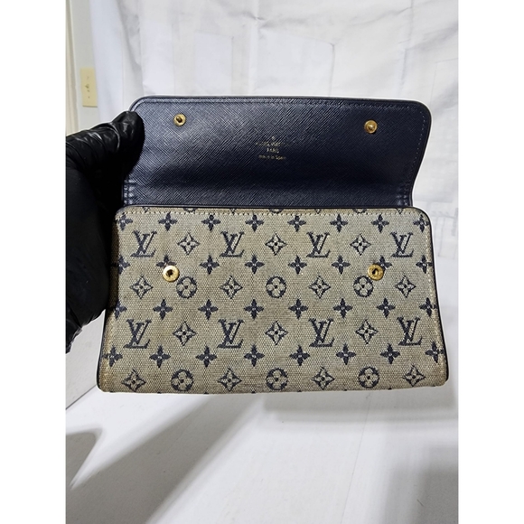 Louis Vuitton Monogram Mini Lin Pattern Canvas Flap Wallet Beige/Black - Picture 8 of 12